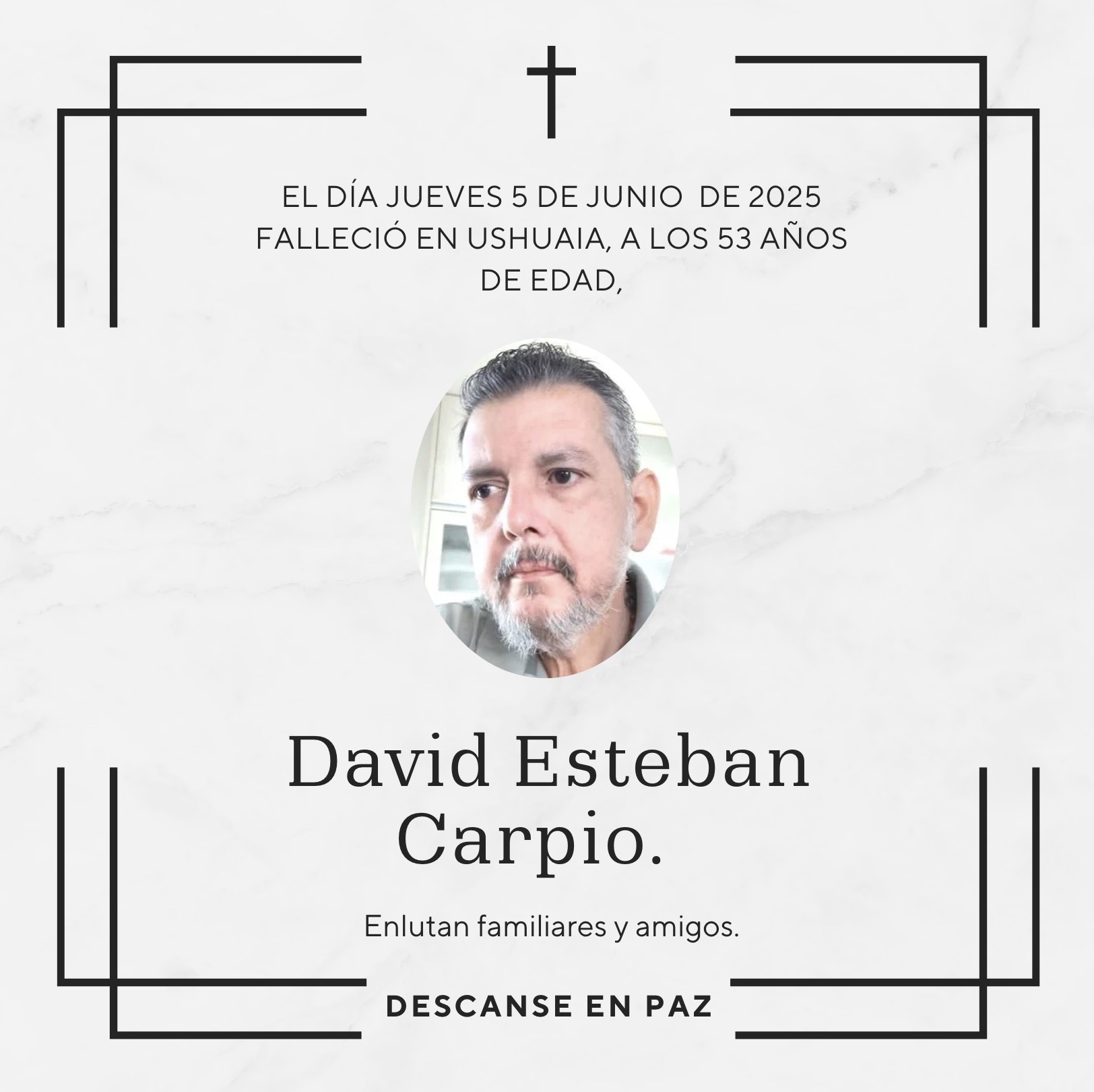 Fallecimiento | David Esteban Carpio.  